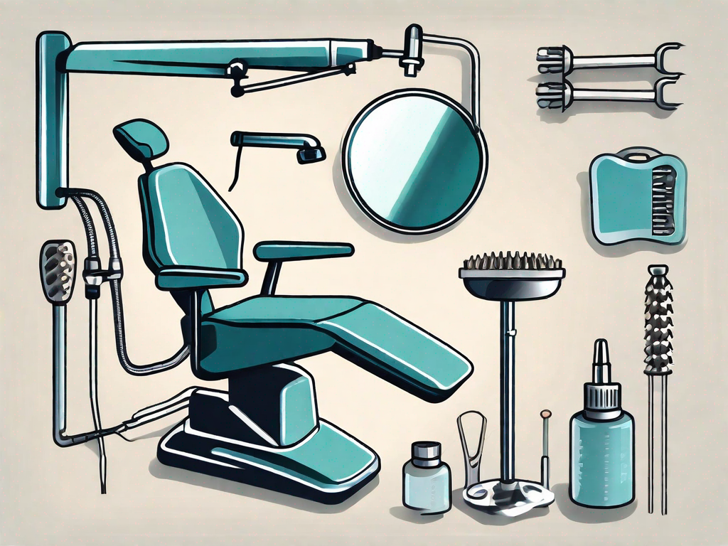 A variety of dental tools and equipment